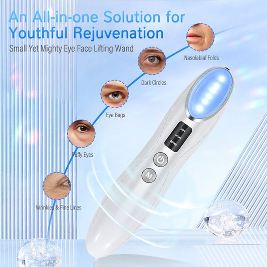 Varita reafirmante para ojos y rostro: combate los signos del envejecimiento y la fatiga en ojos y rostro. Tecnología cálida, vibratoria y LED.