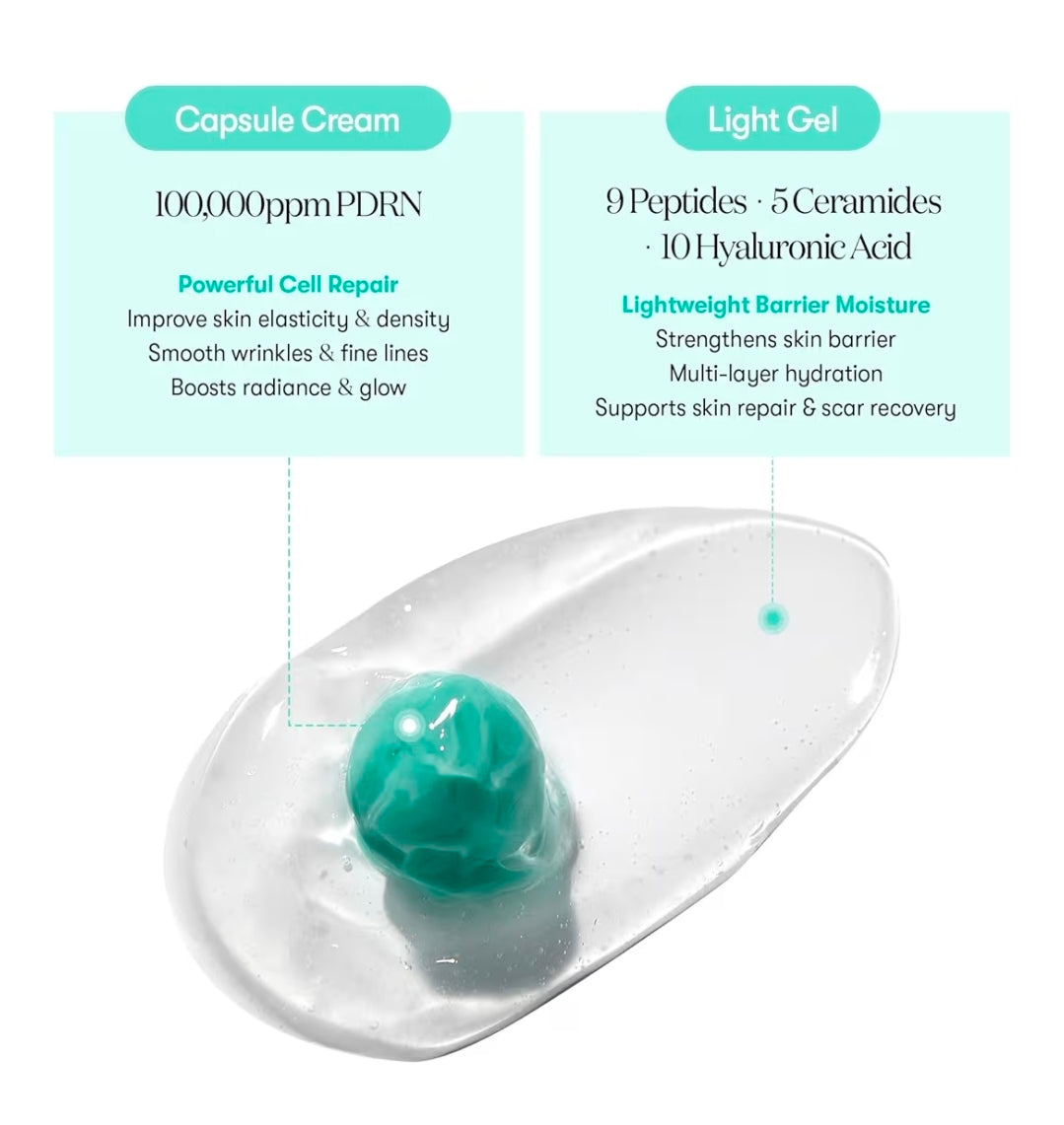 VT COSMETICS PDRN Capsule Cream 100 - Hydrating Face Moisturizer with 100,000ppm PDRN, Hyaluronic Acid, 9 Peptides, Firming & Plumping Nourishing Cream