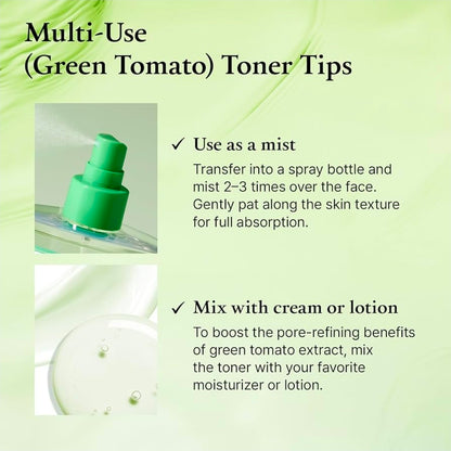 FULLY Green Tomato Toner - Pore Tightening with 95% Green Tomato Extract and VIT C, Skin Soothing and Hydrating, Fragrance Free, Vegan