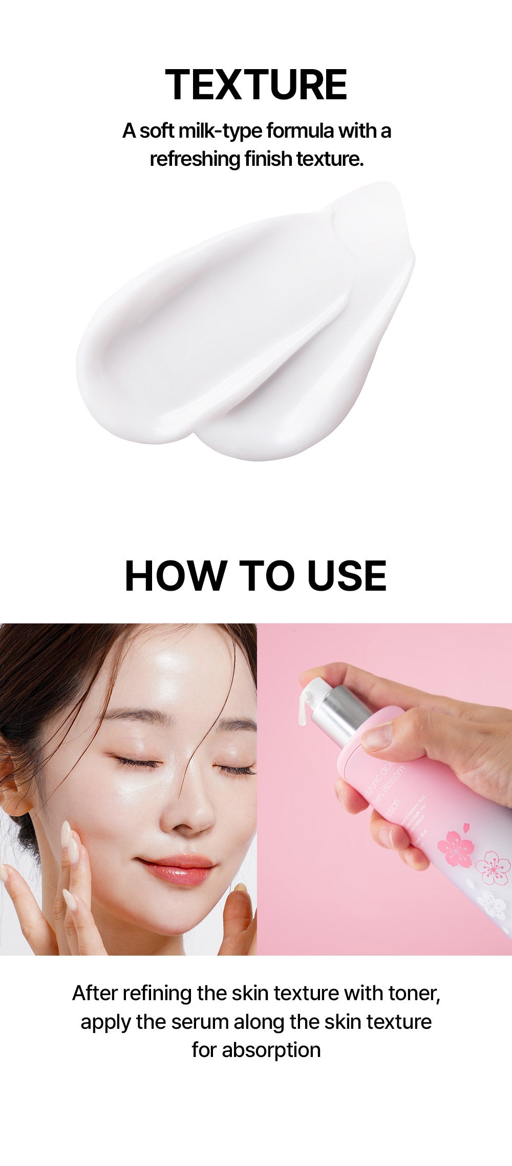 Farmstay Hyaluronic Acid & Cherry Blossom Emulsion - Brightening and Anti-Wrinkle - Removes dead skin cells, improving overall skin texture