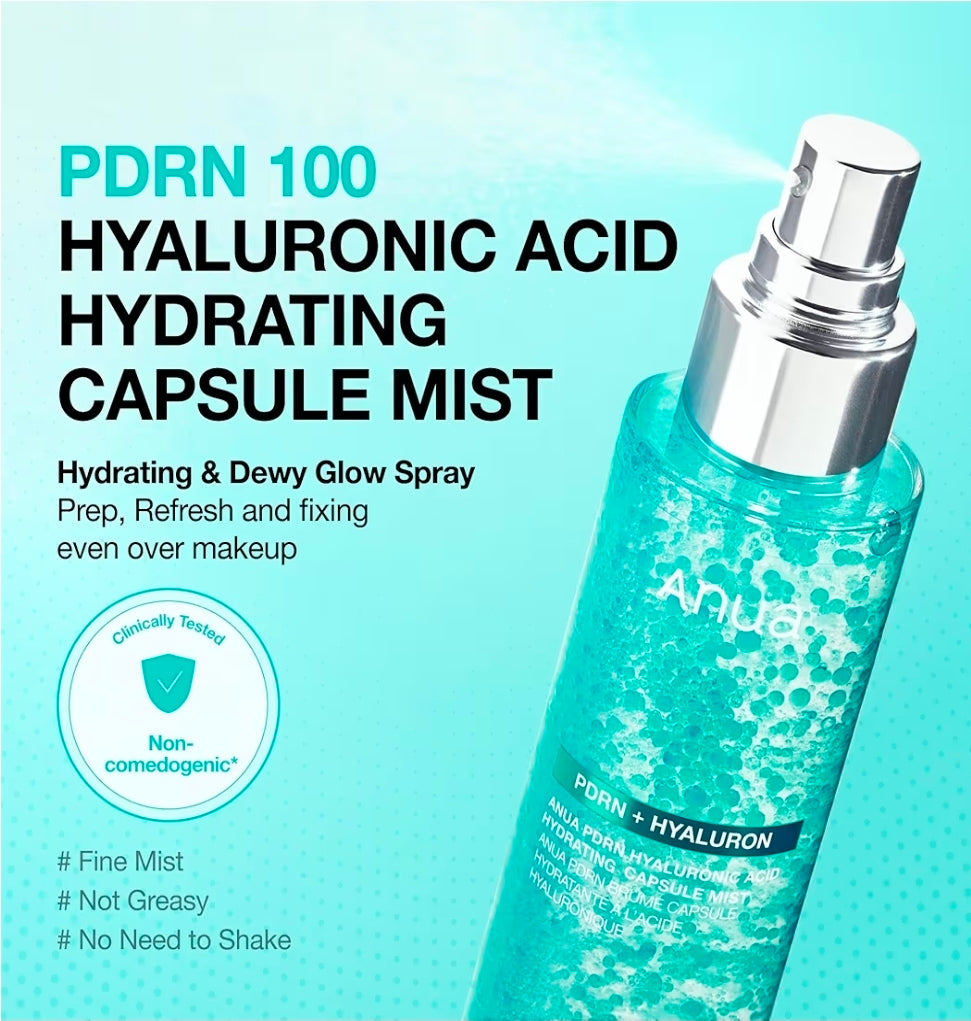 ANUA PDRN Collagen Glow Facial Serum Spray, Hydrating Face Mist, Hyaluronic Acid, dewy glass finish, All Skin Types, Instant Plumping Hydration, Firming Serum, 3.38oz