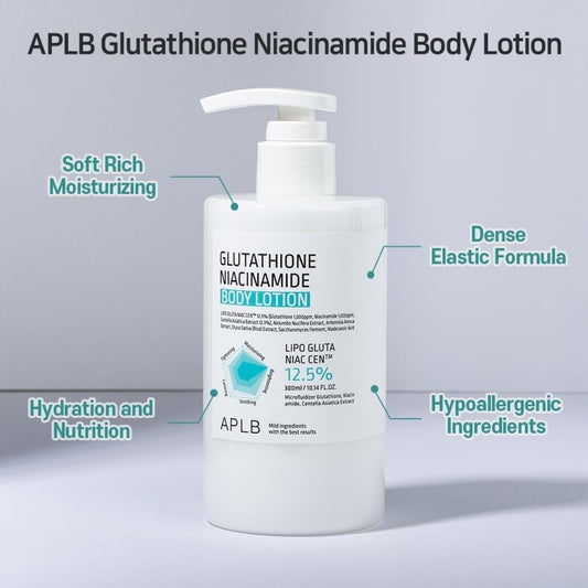 APLB Glutathione Niacinamide Body Lotion - LIPO GLUTA NIAC CEN 12.5% - Long lasting hydration, revitalize & improve skin texture