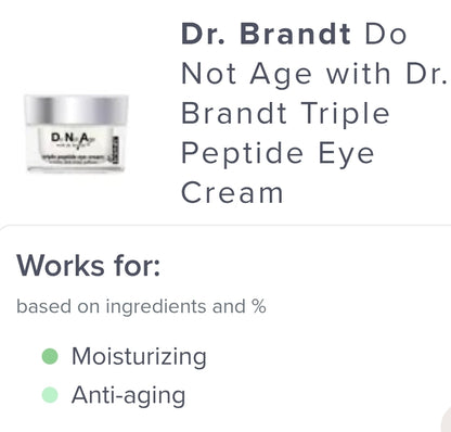 Crema para ojos con triple péptido Do Not Age del Dr. Brandt + Crema antiedad + Suero de perla transformador - Set de 3 piezas para el cuidado de la piel