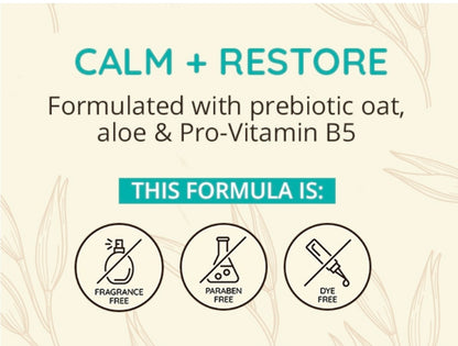 Aveeno Calm + Restore Oat Repairing Body Lotion para piel sensible: humectante diario con avena prebiótica, aloe y provitamina B5. Loción corporal sin fragancia que ayuda a sanar la piel seca.
