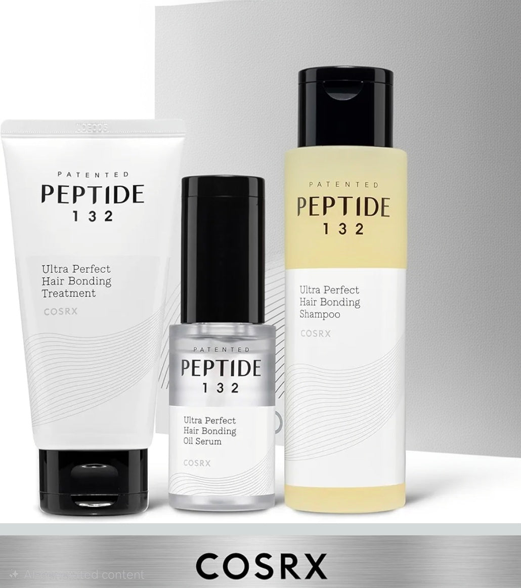 COSRX PEPTIDE 132 Hair Care Set - Bonding Shampoo, Treatment & Oil Serum, Bond Repair Treatment Hair for Damaged, Dry Hair, Scalp Treatment for Dandruff, Dry & Itchy Scalp