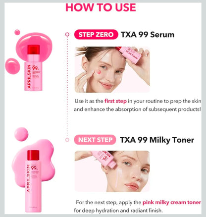 APRILSKIN TXA Niacinamide Toning Shot 99 Spicule Serum - Suero potenciador de la piel para iluminar y cuidar los poros, 99 % de ácido tranexámico de alta pureza 3 % + niacinamida 5 %