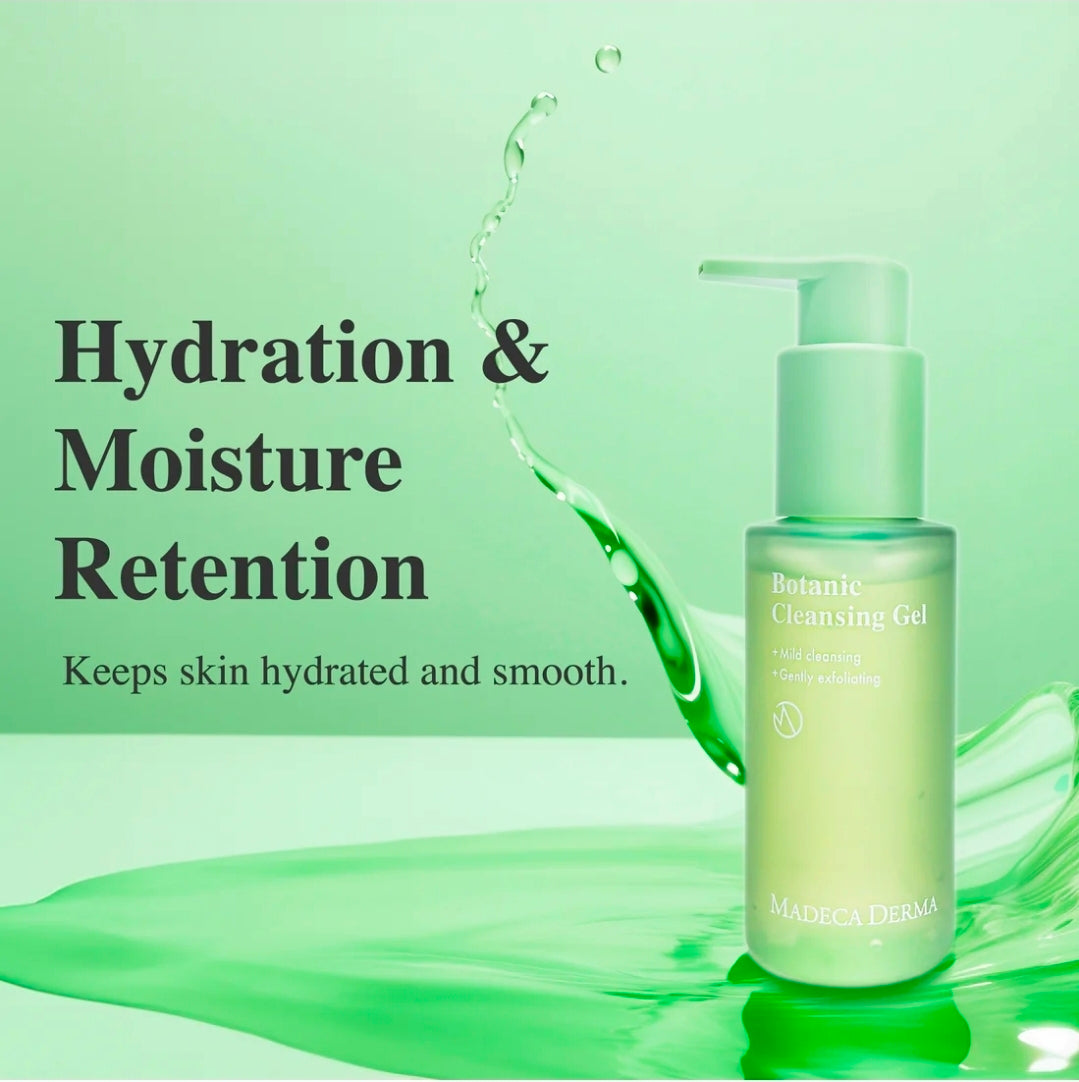 Madeca Derma Botanic Cleansing Gel - Clean Cleansing Oil Gel 8.3oz, Removes impurities, makeup, and excess oil and maintains moisture, infused with plant-based vitamins,AHA & BHA, it exfoliates and refines pores for a radiant complexion