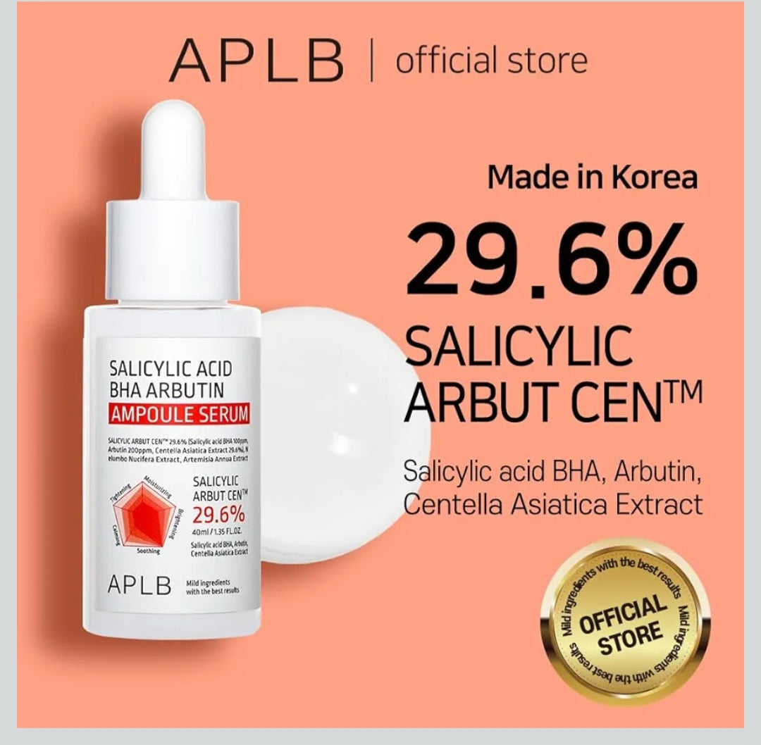 APLB Salicylic Acid BHA Arbutin Ampoule Serum - SALICYLIC ARBUT CEN Acne & Pore care, Long lasting moisturizing, improves texture