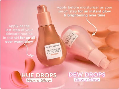 Glow Recipe Watermelon Glow Niacinamide Hue Drops Serum Sun Glow - Bronzing Drops to Brighten & Hydrate - Makeup Primer & Liquid Highlighter to Blur Pores for a Radiant, Even Skin Tone