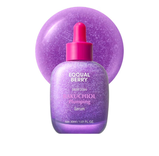 EQQUALBERRY Bakuchiol Plumping Face Serum - Retinol Natural Alternative for Sensitive Skin, with Niacinamide & Hyaluronic Acid, Pore & Wrinkle
