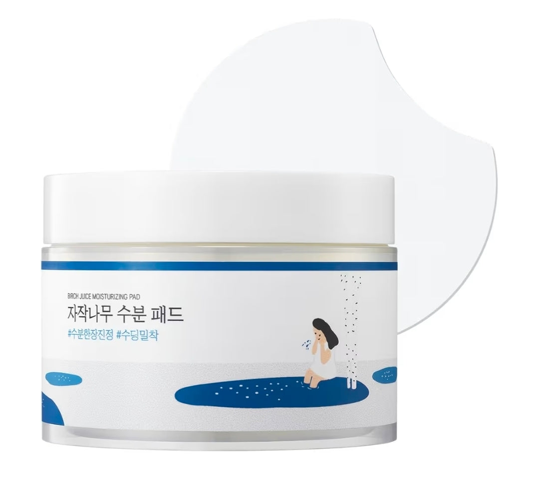 Almohadillas hidratantes de jugo de abedul ROUND LAB - 80 almohadillas. Almohadillas faciales hidratantes y calmantes, almohadillas tónicas de triple capa con savia de abedul y ácido hialurónico, refrescantes para piel sensible, no pegajosas.