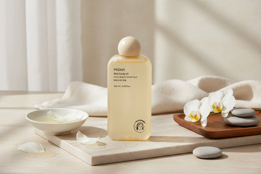 MIDHA Rice Body Oil Peony Muguet Orchid Scent - Deeply moisturizes & protects the skin