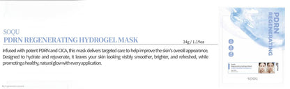 SOQU PDRN Regenerating Hydrogel Mask - Hydrate and rejuvenate, it leaves your skin looking visibly smoother, brighter