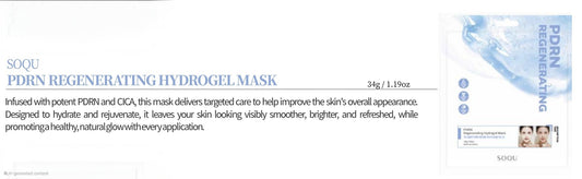 SOQU PDRN Regenerating Hydrogel Mask - Hydrate and rejuvenate, it leaves your skin looking visibly smoother, brighter