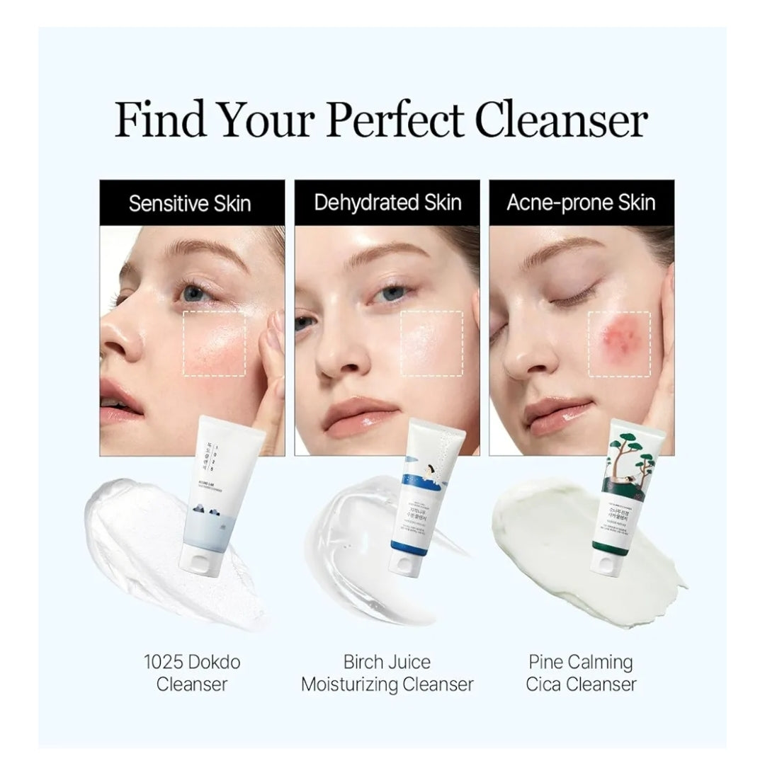 ROUND LAB 1025 Dokdo Cleanser - Low pH Facial Cleanser for Sensitive Skin, Rich Soft Bubbles for Deep Cleansing and Makeup Removal, Hydrating Face Wash with Deep Sea Water, Korean Skin Care