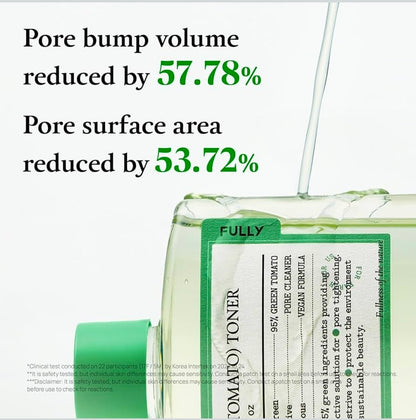 FULLY Green Tomato Toner - Pore Tightening with 95% Green Tomato Extract and VIT C, Skin Soothing and Hydrating, Fragrance Free, Vegan