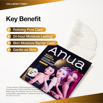 ANUA Ceramide Barrier Collagen Mask - Glow Up, Elasticity Hydrogel Face mask, Moisture Barrier Repair for Glass Skin, 24H Deep Hydration Lasting, KPop Demon Hunters - 1 Mask