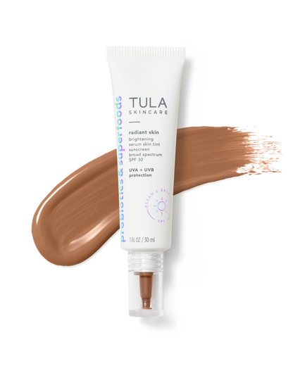 Tula Radiant Skin Brightening Serum Skin Tint Sunscreen Broad Spectrum SPF 30 - Shade 21 Tan Neutral - Moisturize & condition the skin barrier, helps improve the look of fine lines & wrinkles