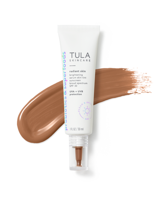 Tula Radiant Skin Brightening Serum Skin Tint Sunscreen Broad Spectrum SPF 30 - Shade 21 Tan Neutral - Moisturize & condition the skin barrier, helps improve the look of fine lines & wrinkles