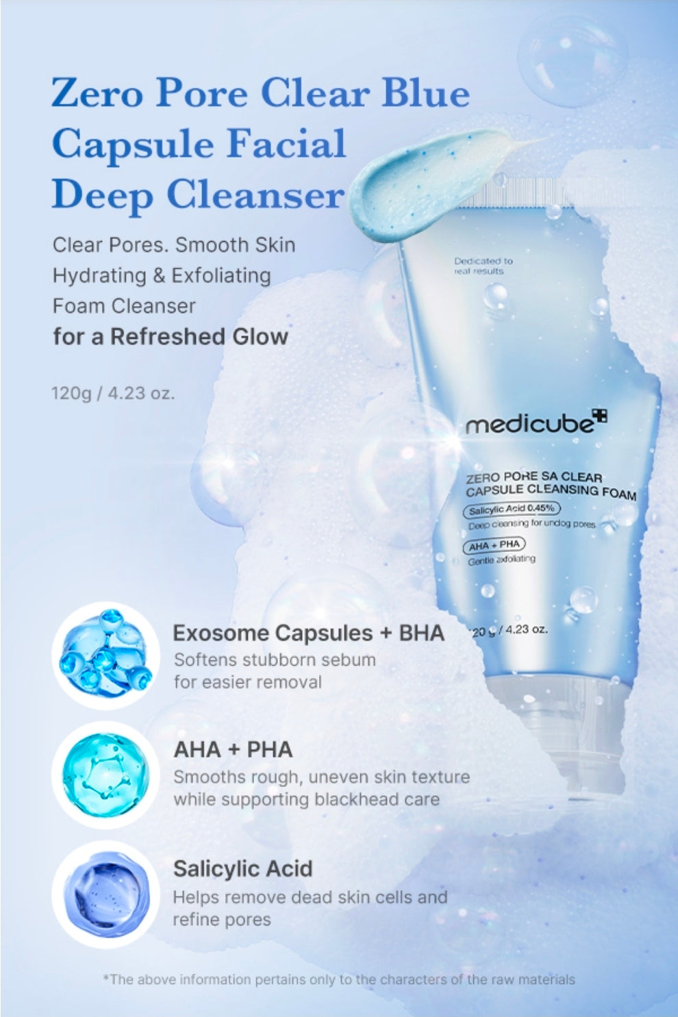 medicube Zero Pore Salicylic Acid Clear Capsule Cleansing Foam - Daily Gentle Cleanser with Exosome for Skin Texture, Blackhead & Pore Care, AHA, BHA & PHA for Deep Cleansing