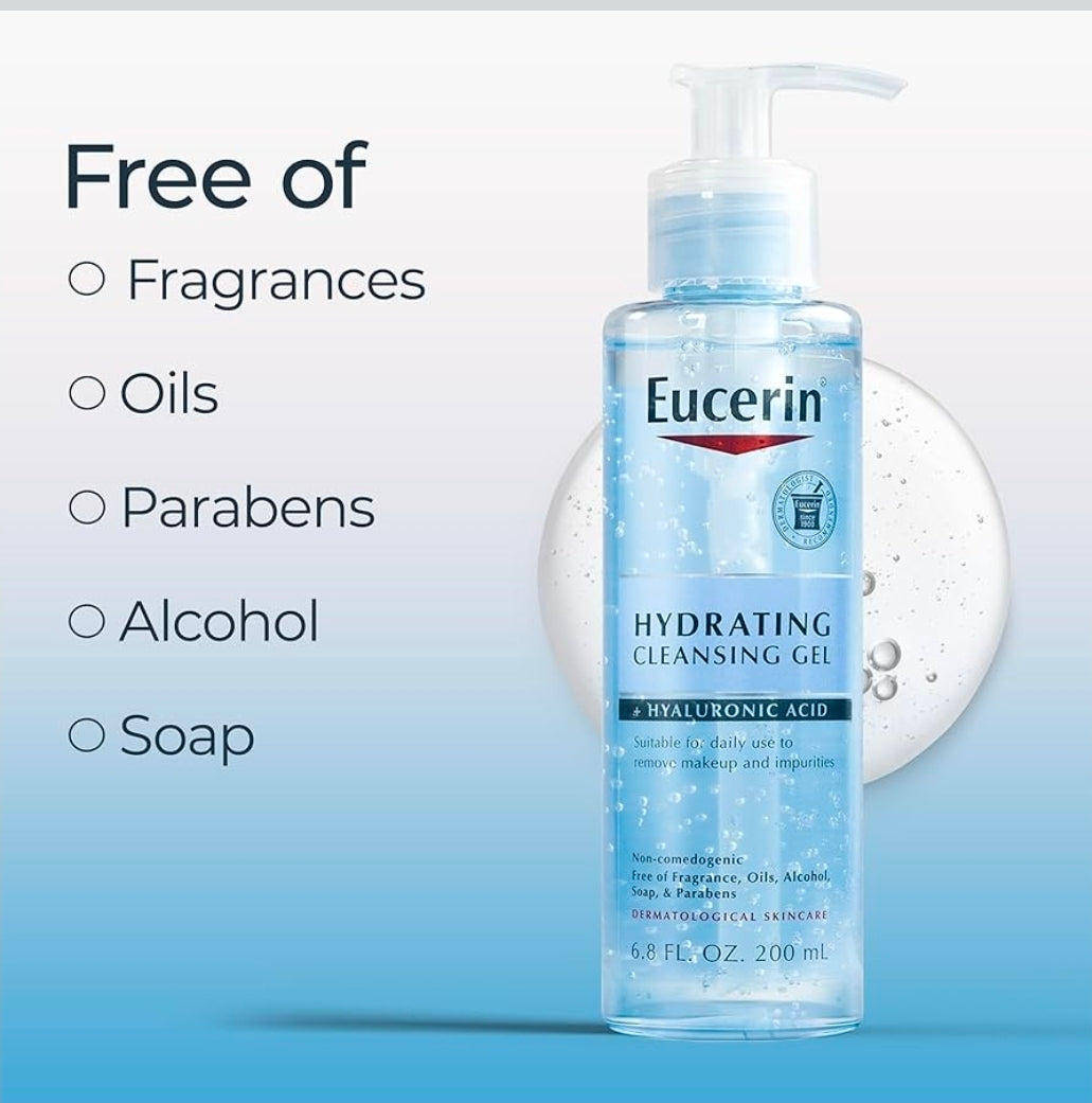Eucerin Hydrating Cleansing Gel - Daily Face Wash and Makeup Remover Formulated with Hyaluronic Acid