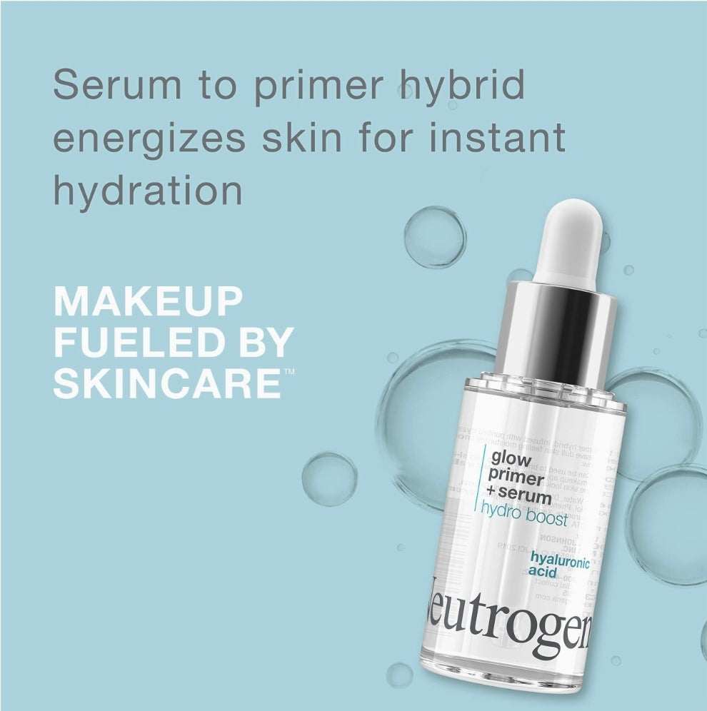 Neutrogena Hydro Boost Glow Booster Primer & Serum - Hydrating & Moisturizing Face Serum-to-Primer Hybrid, Infused with Purified Hyaluronic Acid & Designed to Instantly Hydrate