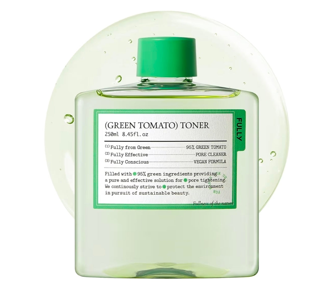 FULLY Green Tomato Toner - Pore Tightening with 95% Green Tomato Extract and VIT C, Skin Soothing and Hydrating, Fragrance Free, Vegan
