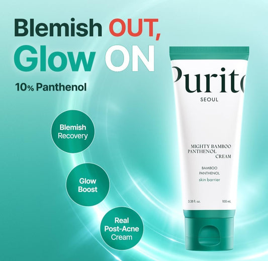 PURITO Mighty Bamboo Panthenol Cream, 10% Panthenol for Blemish Recovery & Glow Boost