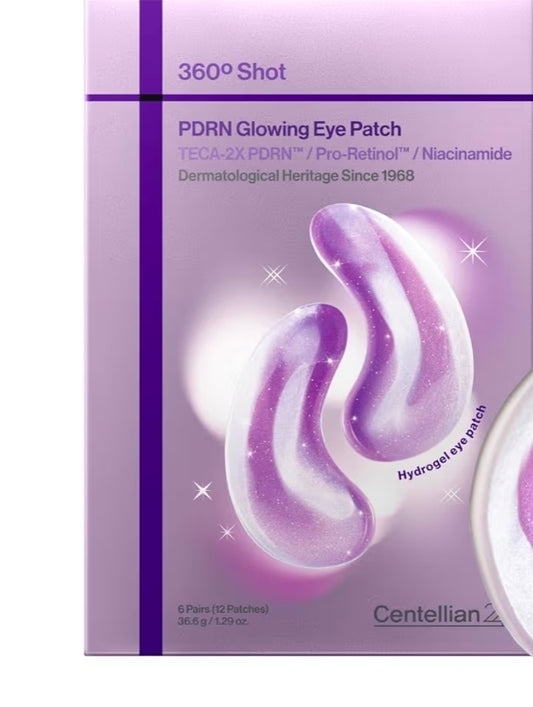Centellian 24 360 Shot PDRN Glowing Eye Patch - Infused with Glutathione, Niacinamide, and White Tomato, it instantly illuminates shadowed under-eyes and gradually improves skin tone - 1 pair