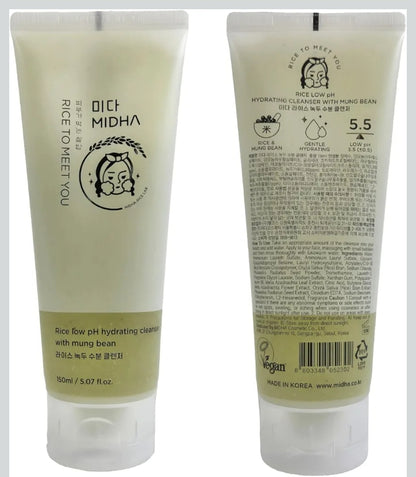 MIDHA Low pH Rice Gentle Cleanser with Mung Bean - Removes impurities, purify the skin, and support hydration