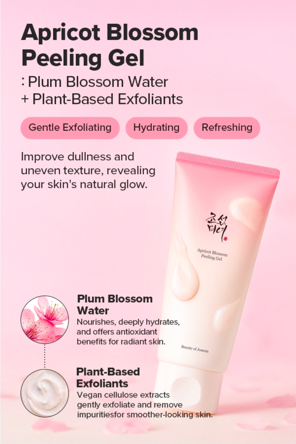 Beauty of Joseon Apricot Blossom Peeling Gel Soft Exfoliating Face and Body Scrub Dead Skin Cells Remover for All Skin Types