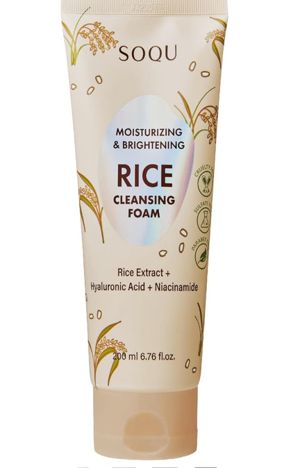 Espuma limpiadora de arroz hidratante e iluminadora SOQU