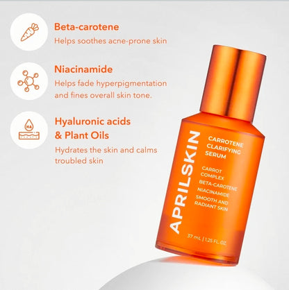 Suero facial clarificante de zanahoria APRILSKIN: corrector de manchas oscuras, aclarador de imperfecciones, vegano, no comedogénico, para piel grasa, sensible y con baches.
