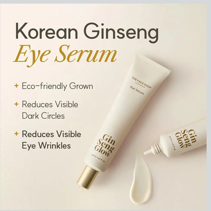 The Face Shop Ginseng Glow Eye Serum - Reduces Visible Dark Circles & Wrinkles, with Korean Ginseng, Retinol, Anti Aging