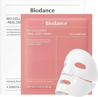 BIODANCE Bio-Collagen Real Deep Mask, Hydrating Overnight Hydrogel Mask, Pore Minimizing, Elasticity, Plumping Improvement - 1 Mask