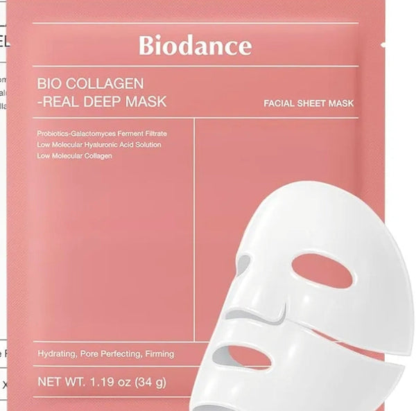 Mascarilla de hidrogel profunda BIODANCE Bio-Collagen, 1 unidad - Mascarilla hidratante nocturna, minimiza los poros, mejora la elasticidad y rellena - 1 unidad
