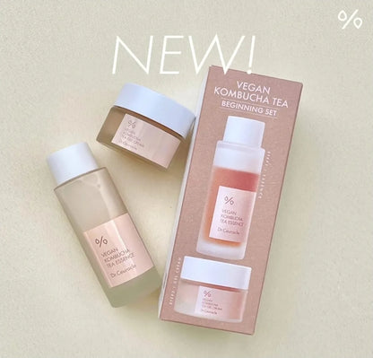 Dr. Ceuracle Vegan Kombucha Tea Beginning Set - Hydrating Essence Toner and a Nourishing Gel Cream. All skin types, this set deeply hydrates and leaves your skin glowing.