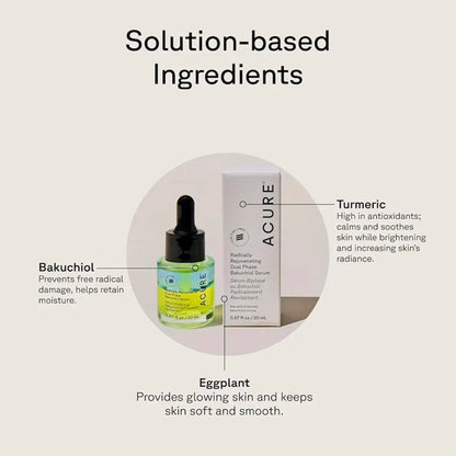 Acure Radically Rejuvenating Dual Phase Bakuchiol Serum - Bakuchiol Oil Serum for Face, Anti Aging Retinol Alternative for Wrinkles & Fine Lines, Cold Pressed Botanical Oils, Vegan