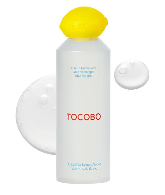 Tónico facial de limón TOCOBO AHA BHA: vitamina C y extracto de limón, AHA, BHA, calmante, hidratante, vegano.