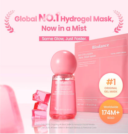 BIODANCE Collagen Peptides Jelly Serum Mist - Hydrating Face Mist, Plumping, Anti-Aging Face Spray, Sprayable Hydrogel