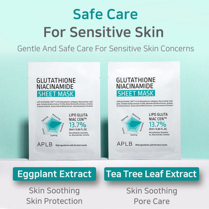 APLB Glutathione Niacinamide Sheet Mask - Moisturizing, Anti-aging, Exfoliation - 1 Mask