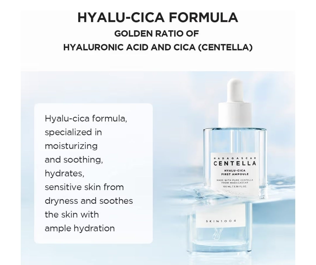 SKIN1004 Madagascar Centella Hyalu-Cica First Ampoule 1.8oz, Hydration Soothing for Dry Skin