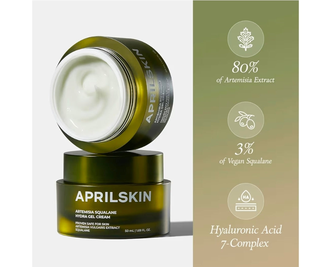 APRILSKIN Artemisia Squalane Hydra Gel Cream - Dry, Sensitive, Vegan, Cruelty Free, Low pH, Soothing & Firming, No sulfates and Artificial Fragrance