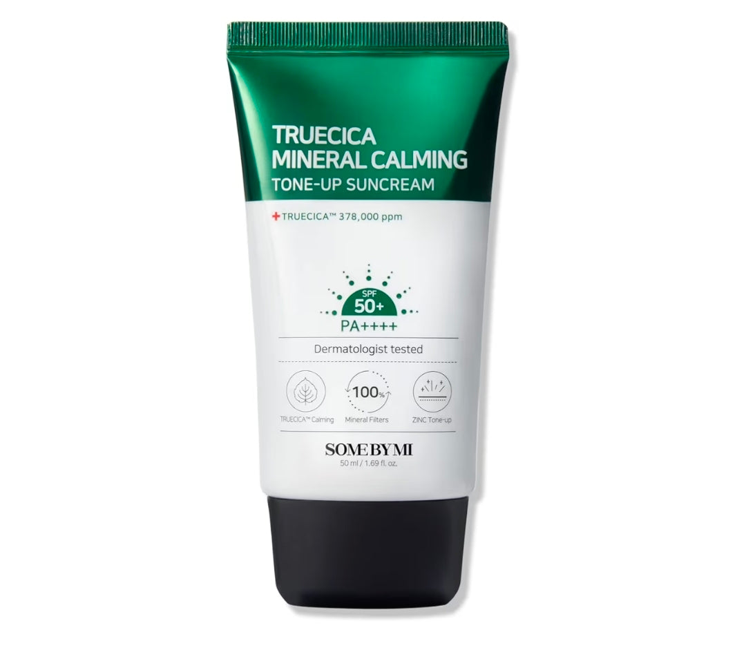 SOME BY MI Truecica Mineral Calming Tone-Up Suncream - SPF50+, PA++++, Brightening and Calming Effect, Mild Sun and UV Protection Sunscreen for Sensitive Skin