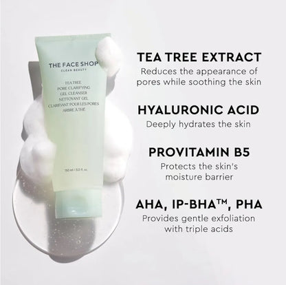 Gel limpiador clarificador de poros con árbol de té de The Face Shop