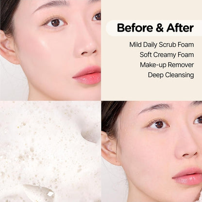 MIDHA Rice Bran Scrub Foam - Deep Cleansing, Pore Purifying & Gentle Exfoliating
