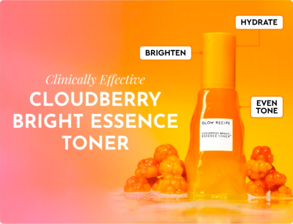 Glow Recipe Cloudberry Brightening Essence Toner - CoQ10Toner to Strengthen Skin Barrier + Hydrating Rice Water, Vitamin C, E & 5% Glycerin to Soften & Even Skin Tone