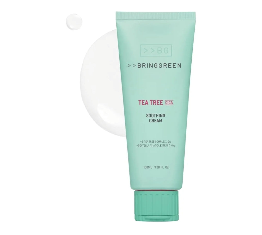 BRINGGREEN Tea Tree Cica Soothing Cream Plus - Korean Skin care, calming and soothing, moisturizer for skin, facial cream, trouble care, blackhead removing pore care