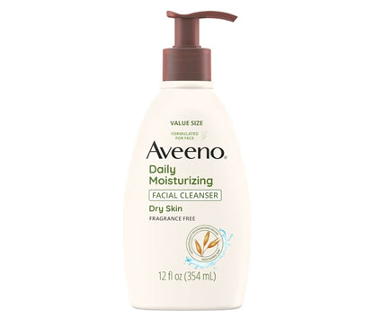 Aveeno Daily Moisturizing Facial Cleanser for Dry Skin - Gentle Face Cleanser with Soothing Oat for Skin that Feels Soft & Supple, Removes Dirt, Oil and Impurities, Fragrance Free