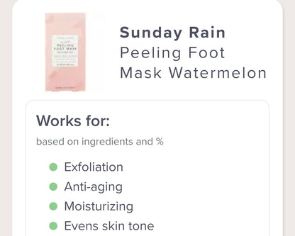 Mascarilla exfoliante para pies Sunday Rain de sandía